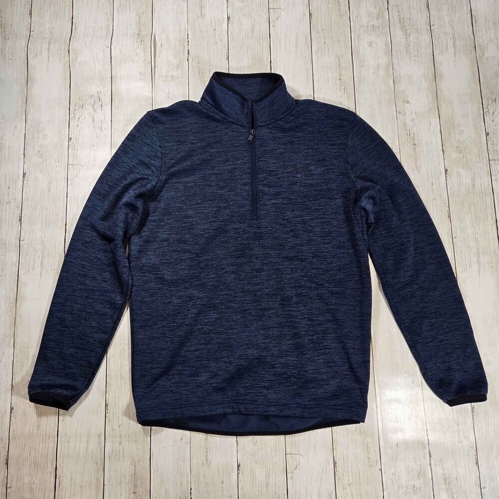 Under Armour Mens ColdGear Quarter Zip Pullover Fleece Size S Blue Athletic